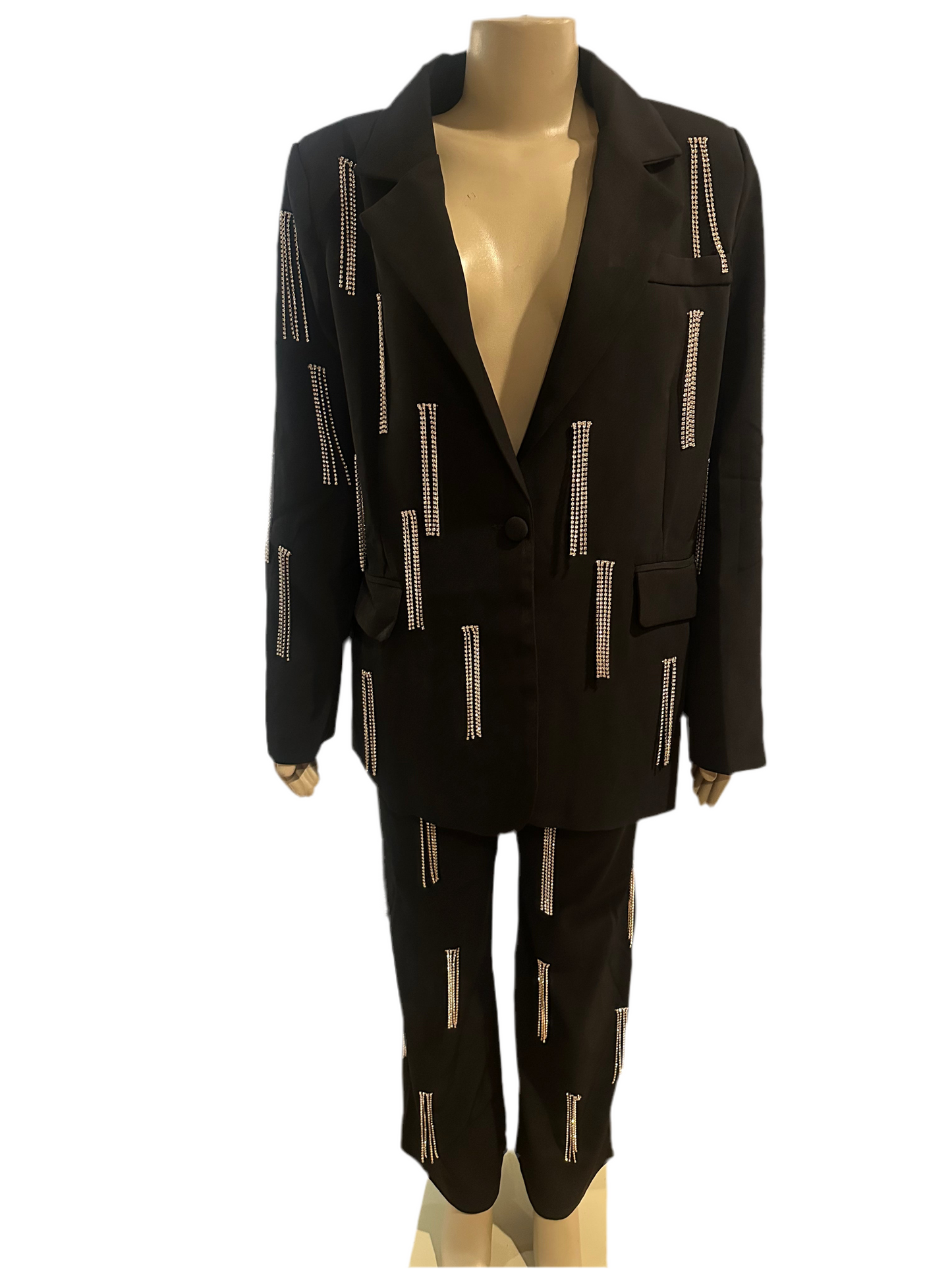 Show Out 2pc Bling Black Suit True to Size So Go Up A Size ladies / The Small is a True Size Small and the / Medium is True to size as well