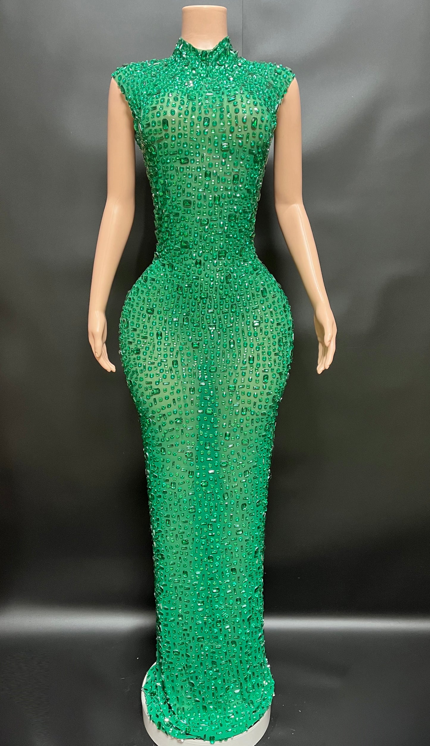 Green Stone Diamond Studded Dress
