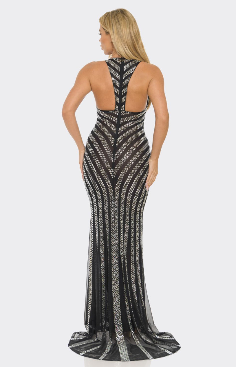 I’m in Love Rhinestone V-neck Mermaid Maxi Dress