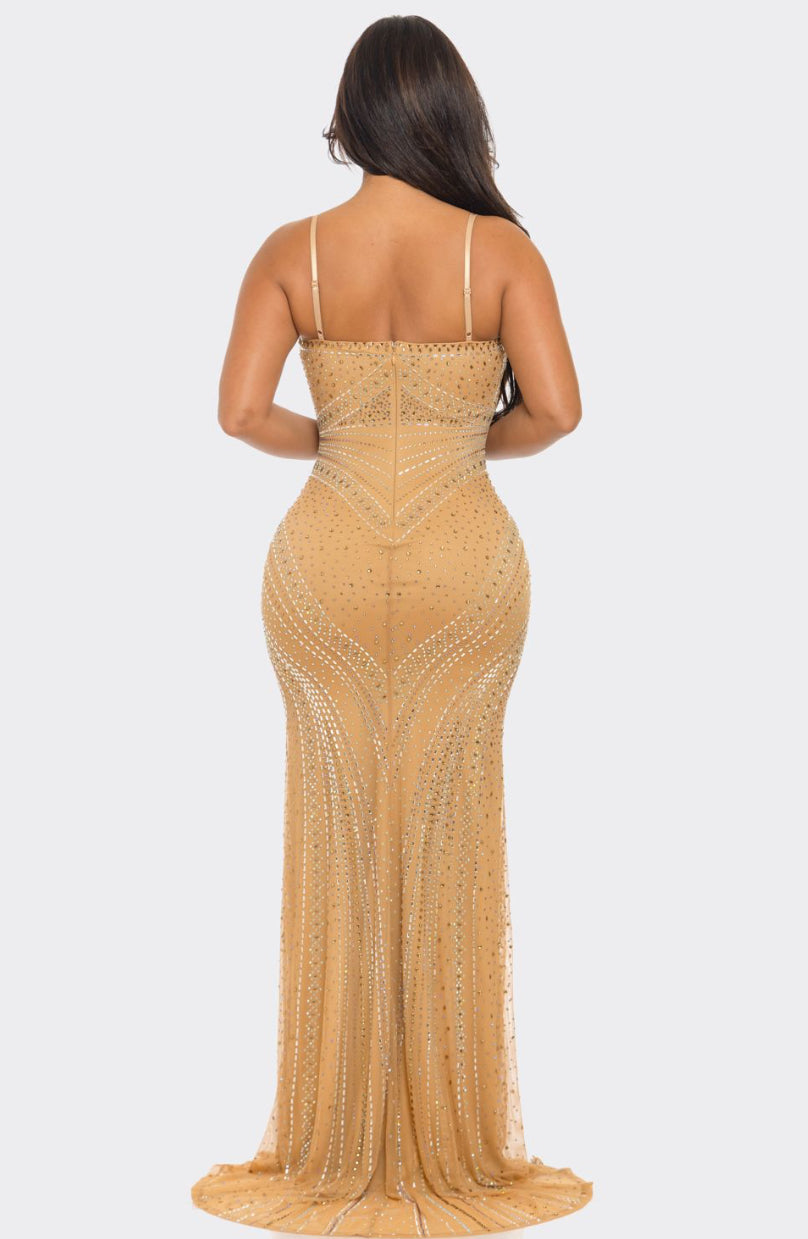 Treasure Me  Rhinestone Embellished Cutout Maxi Dress