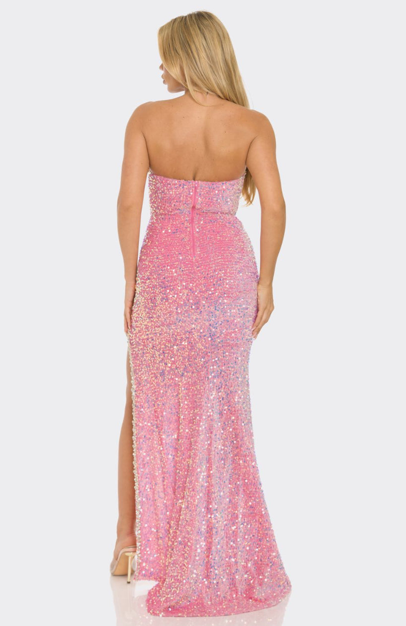 Dolly Pink Sequin Front Cutout Maxi Dress