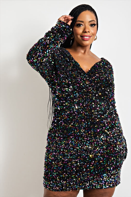 Velvet Black Sequin Dress