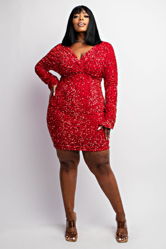 Command The Room Fire Red Sequin Dress