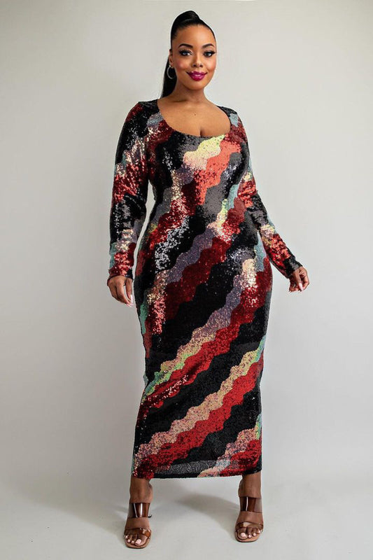 Plus Size Multi Colored Sequin Dress