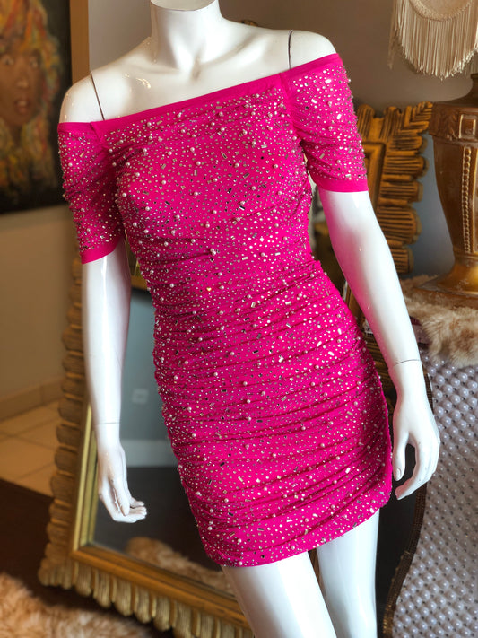 Sexy Pink Rhinestone Dress