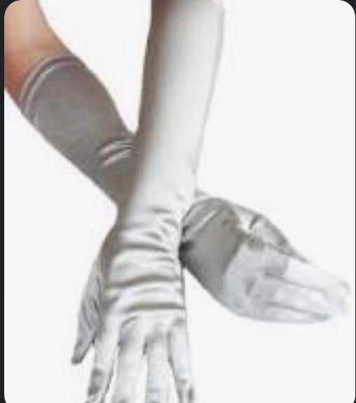 Silver Satin Gloves