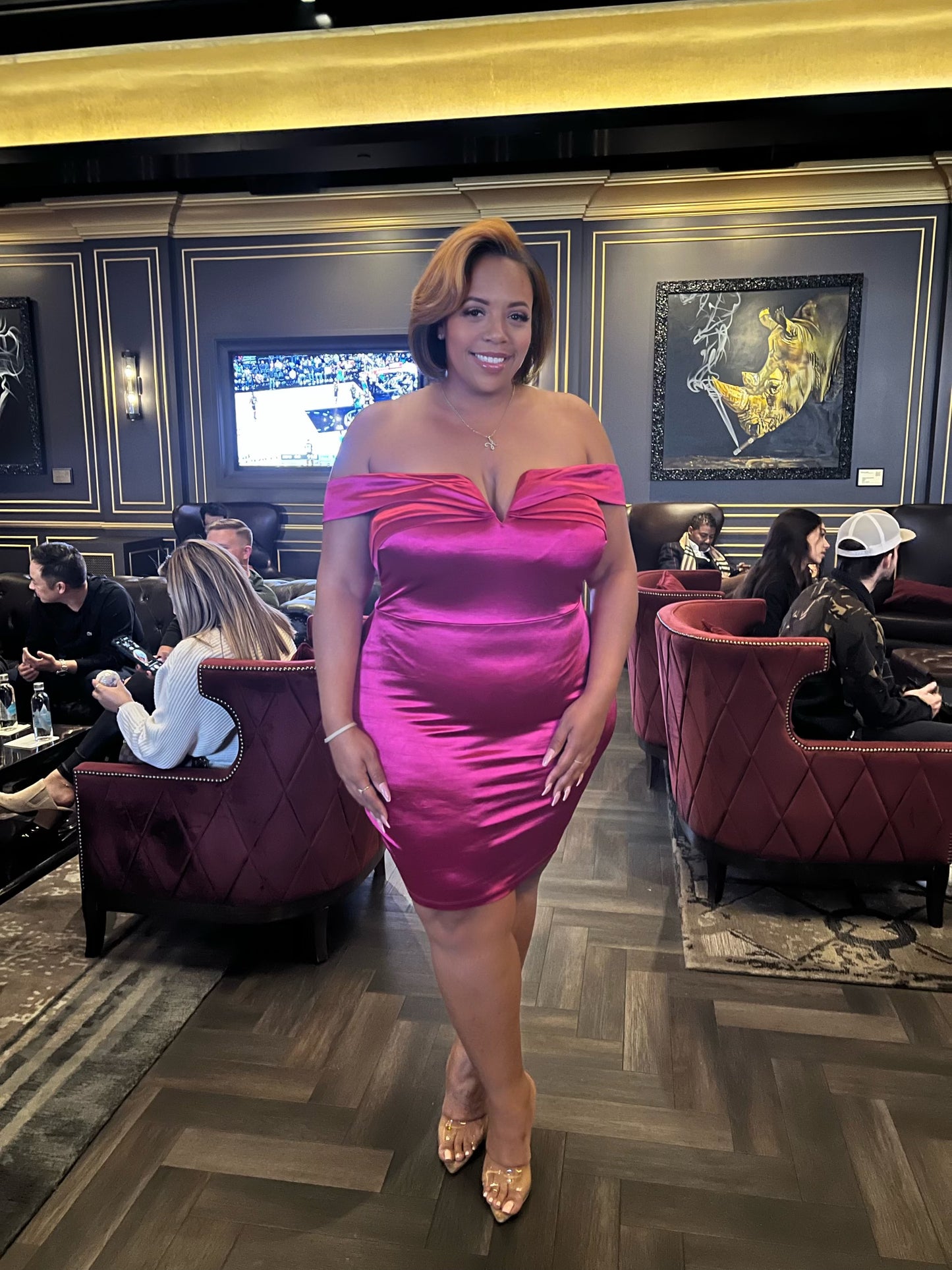 THE PLUS SIZE SATIN DRESS COMES IN Pink,Blue,Black